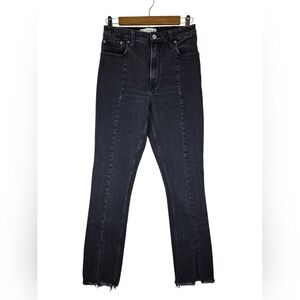 Abercrombie & Fitch Curve The Skinny High Rise Split Raw Hem Jeans Black Size 4s